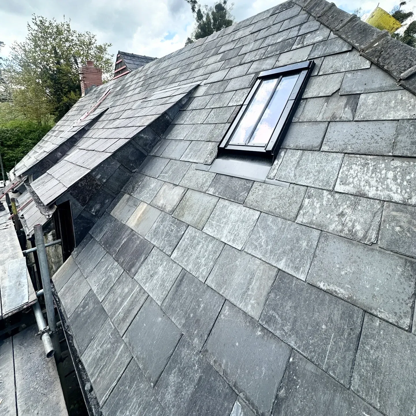 Conservation rooflight set into a Welsh slate roof