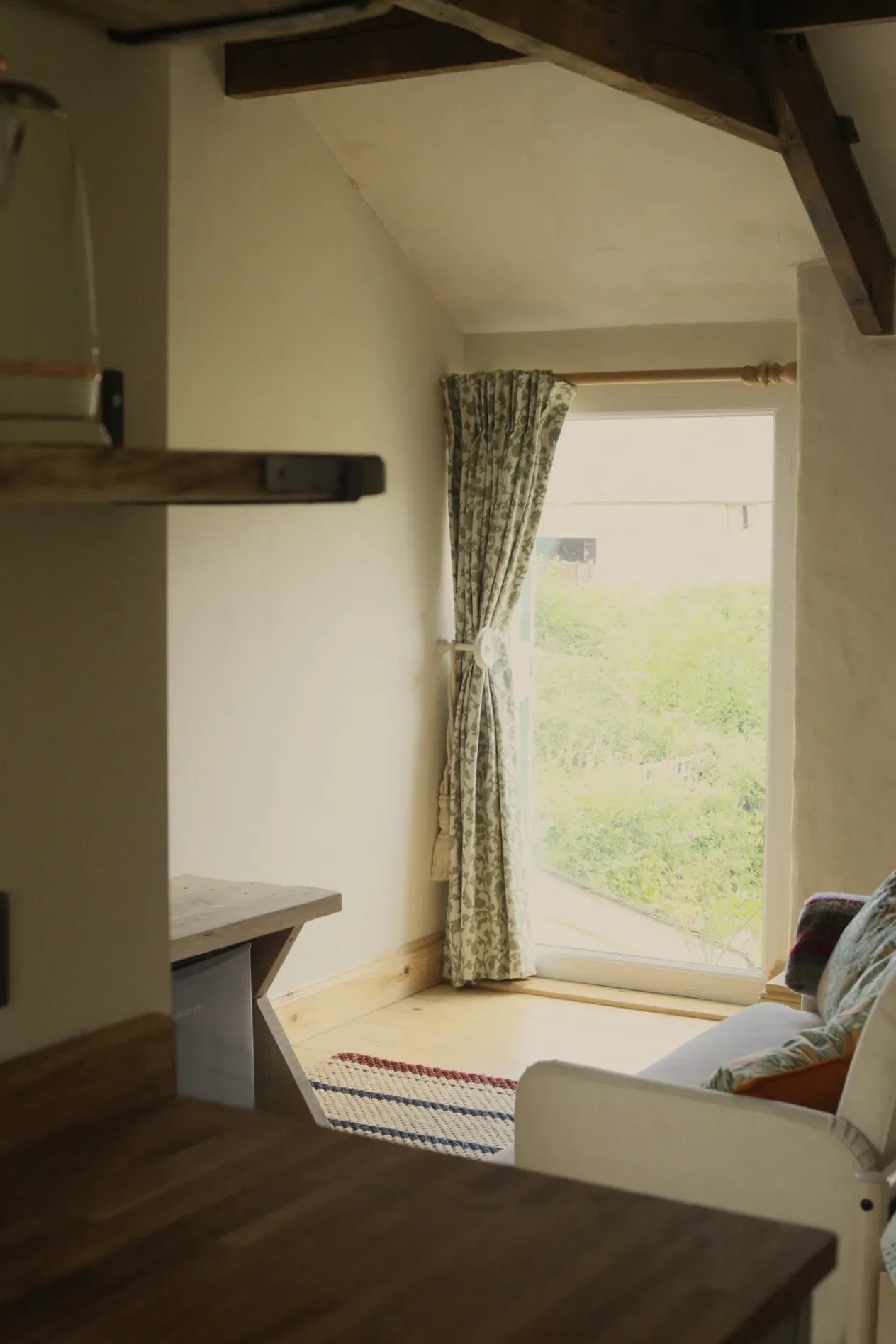 Window seat with an oak sill and a view over the Monmouthshire countryside